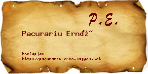 Pacurariu Ernő névjegykártya